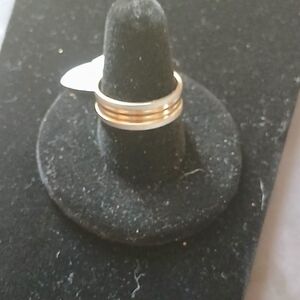 Sulver ring with gold tone stripe